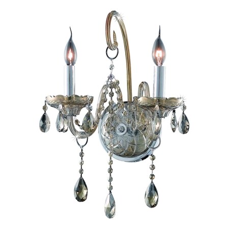 Elegant Lighting Royal Cut Smoky Golden Teak Crystal Verona 2-Light Crystal Wall Sconce 7952W2GT-GT/RC